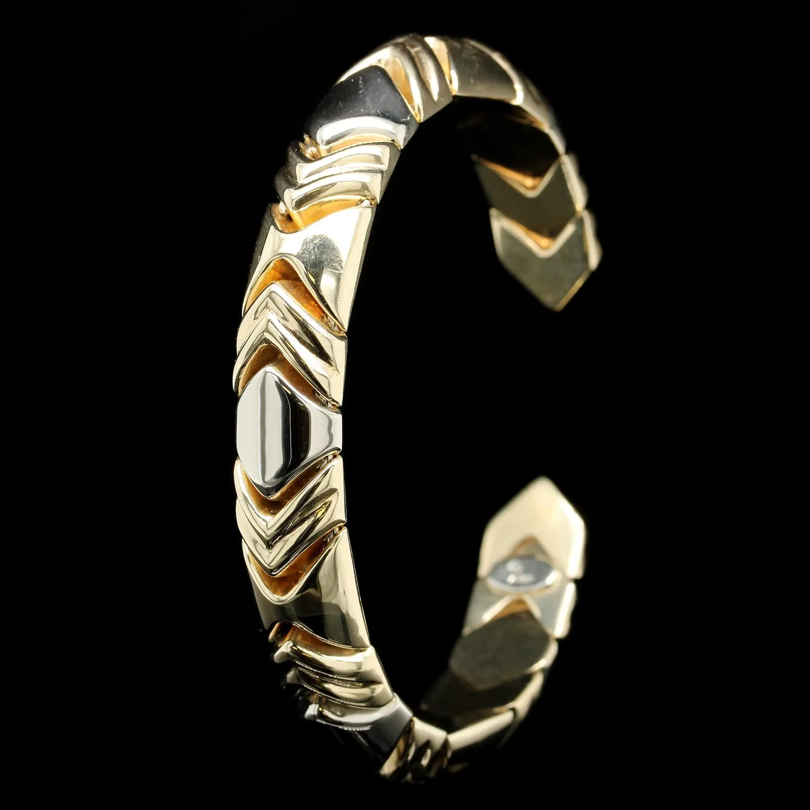 14K Two-tone Gold Estate Flex Cuff Bracelet