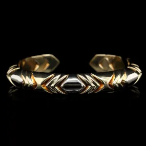 14K Two-tone Gold Estate Flex Cuff Bracelet