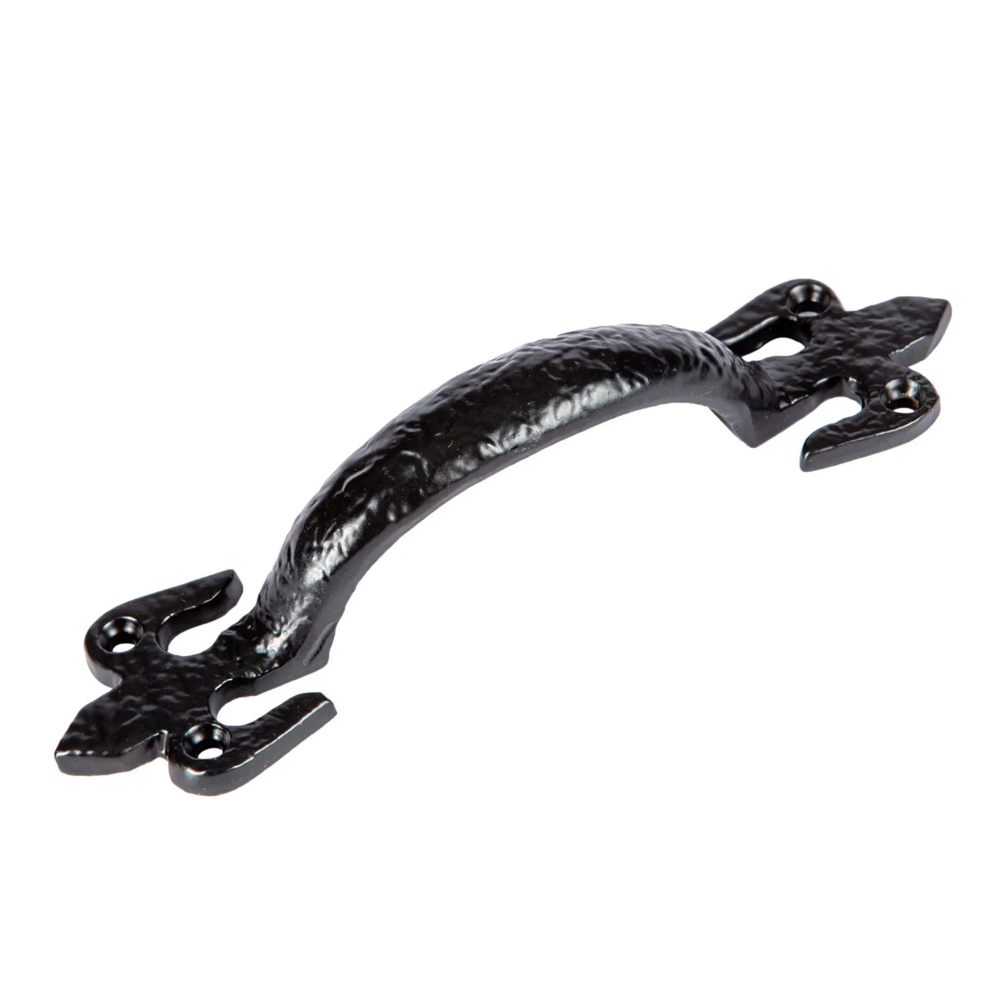 150mm Black Rustic Fleur De Lis Door Handle - By Hammer & Tongs