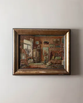 1960's Belgian Interior Oil Painting by Renée Rousseaux