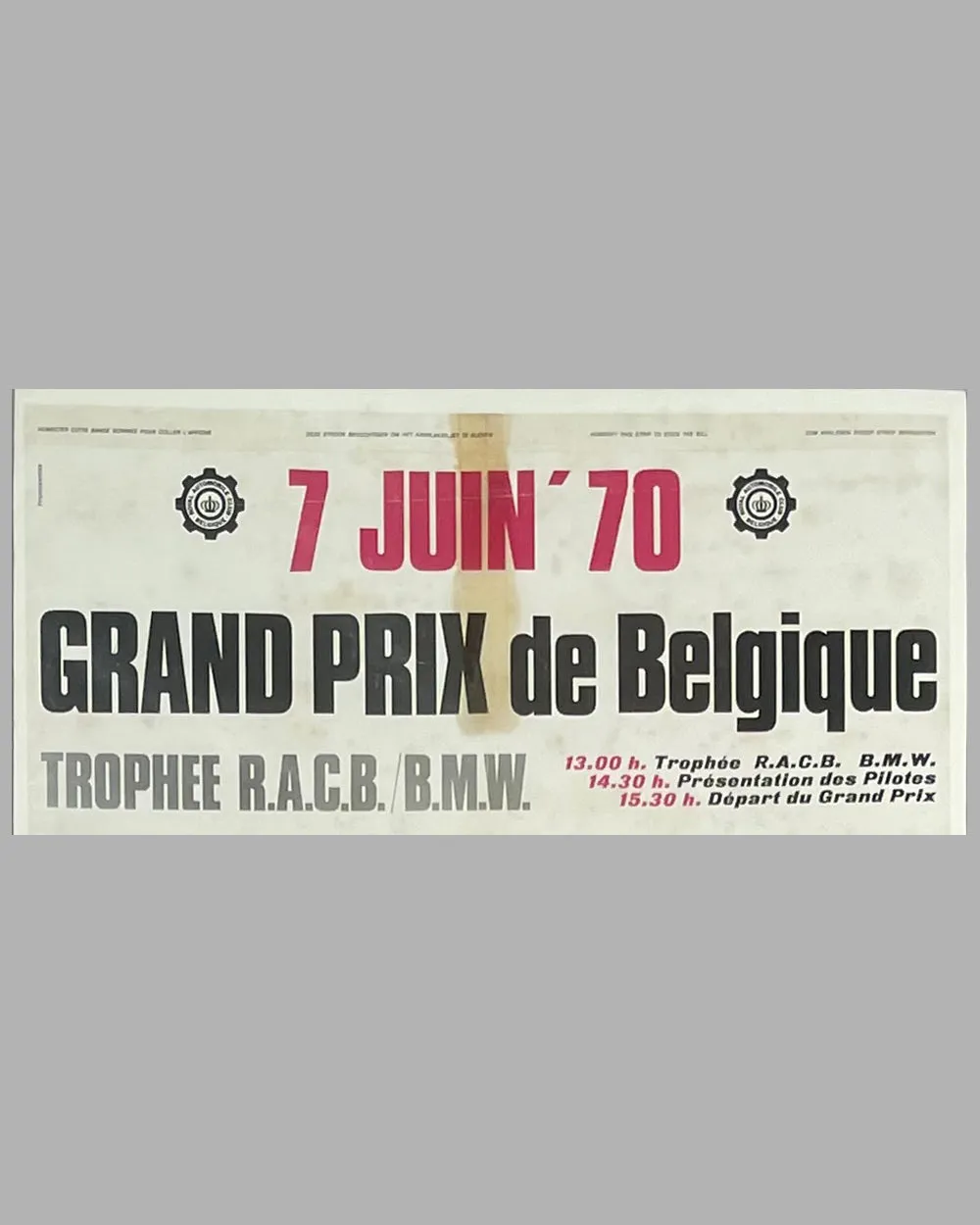 1970 Grand Prix de Belgique original poster