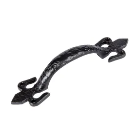 200mm Black Rustic Fleur De Lis Door Handle - By Hammer & Tongs