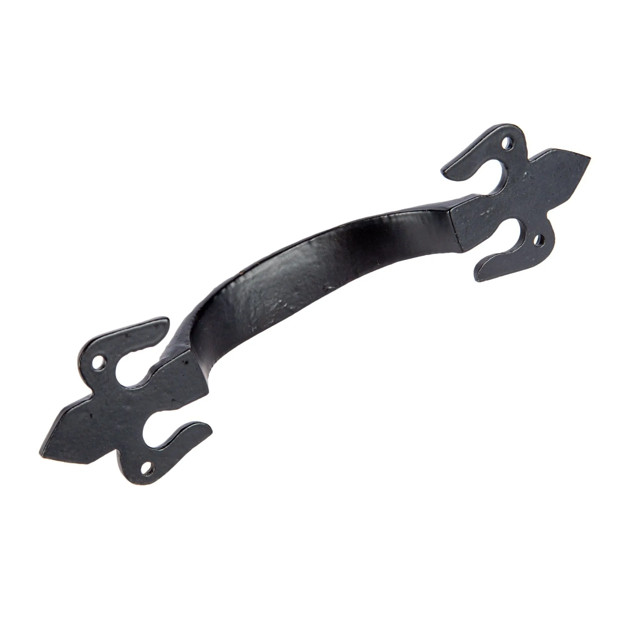 200mm Black Rustic Fleur De Lis Door Handle - By Hammer & Tongs