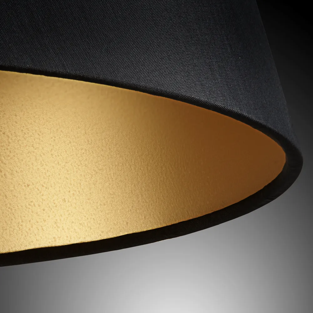 20cm empire lampshade in black silk with glasgow gold interior