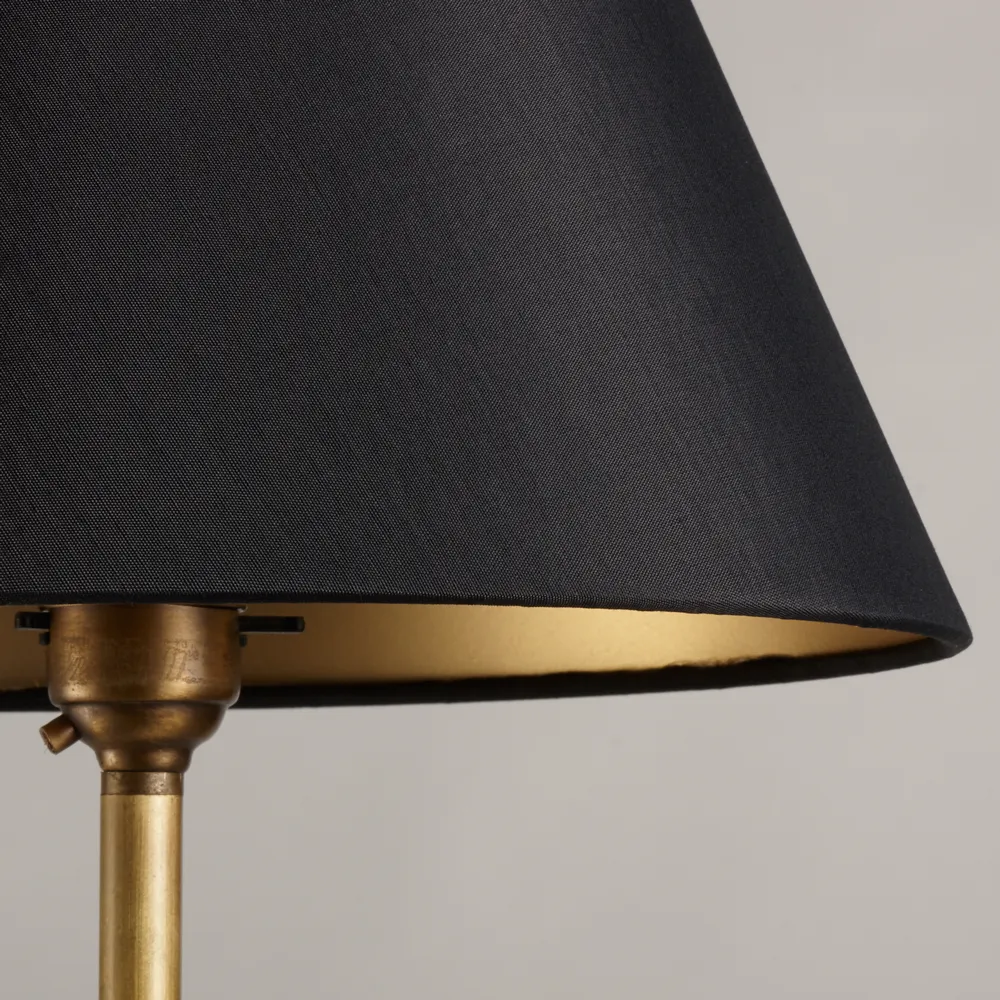 20cm empire lampshade in black silk with glasgow gold interior