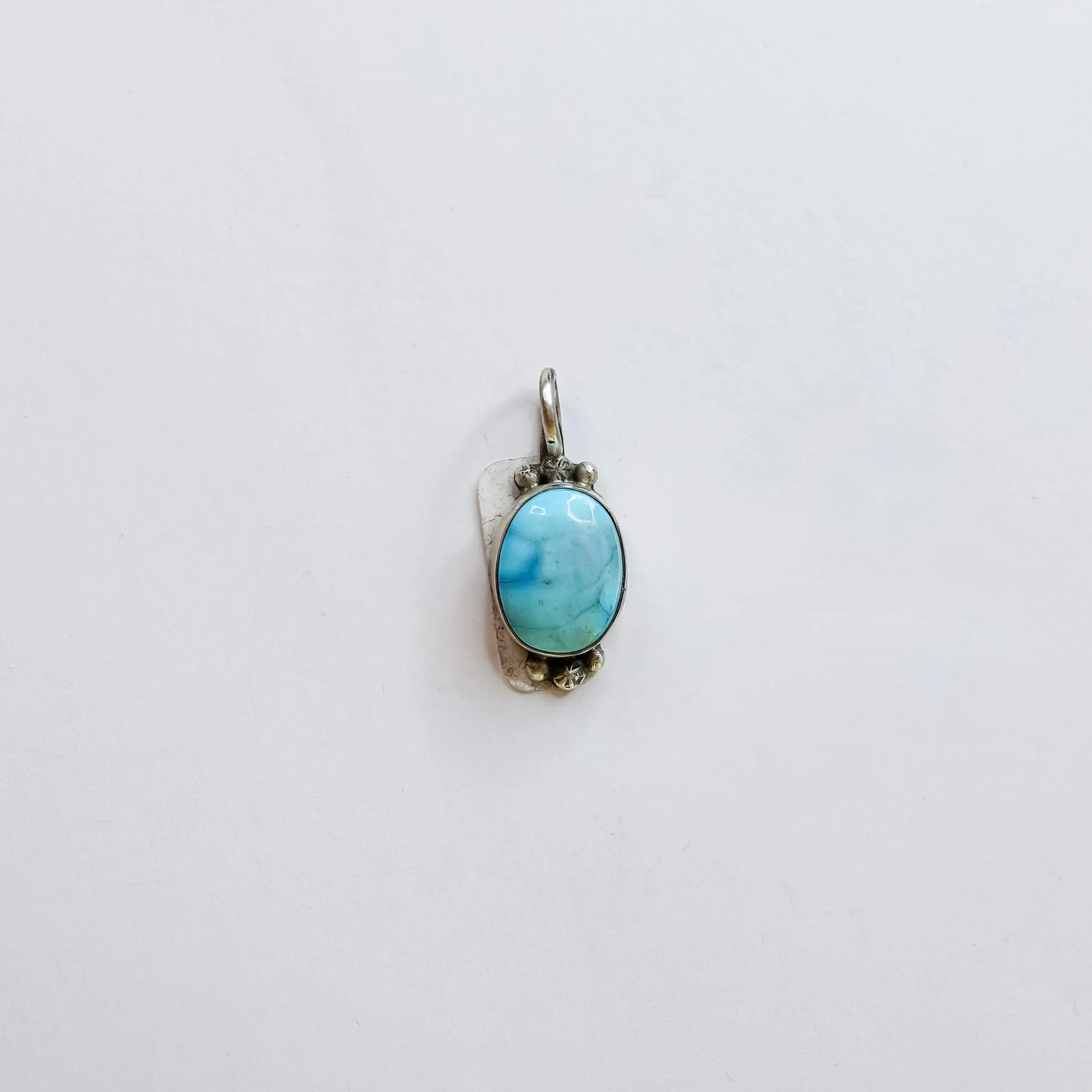 Anderson Largo | Navajo Handmade Sterling Silver Oval Pendant with Genuine Golden Hills Turquoise Stone