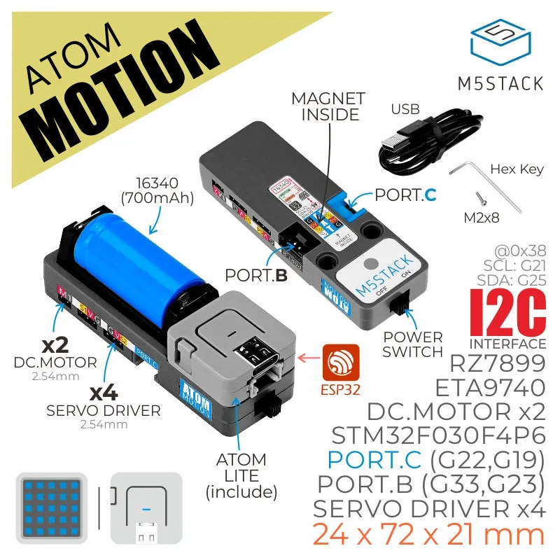 ATOM Motion Kit with Motor and Servo Driver (STM32F0)