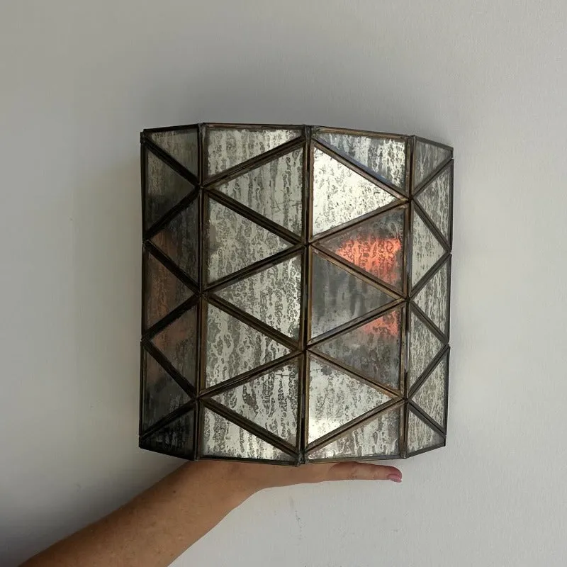 Bespoke Antiqued Brass & Glass Sconce | SALE