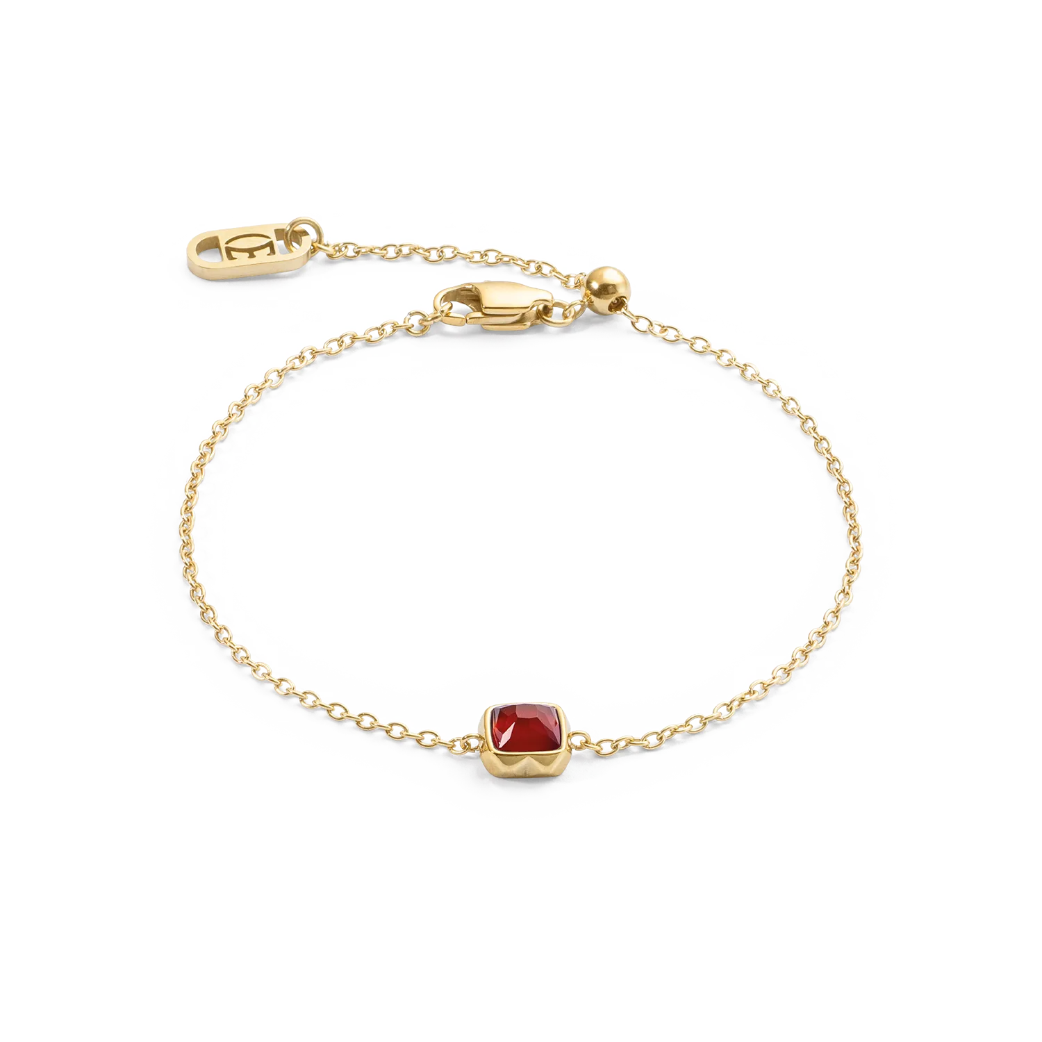 Birthstone January Bracelet Red Agate Gold