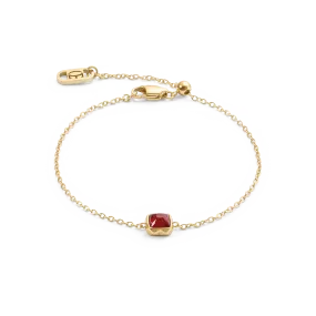 Birthstone January Bracelet Red Agate Gold