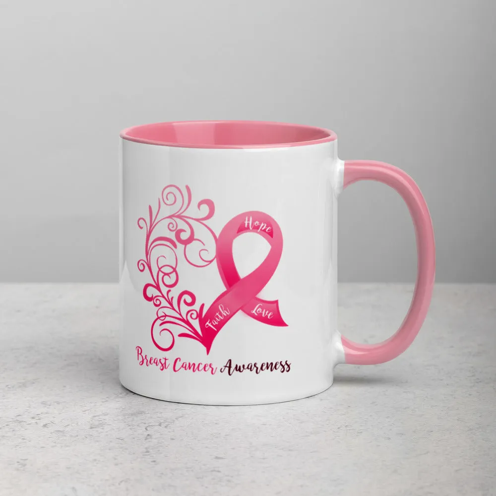 Breast Cancer Awareness 11 oz. Mug with Pink Interior (Dual Sided Design)