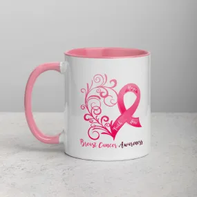 Breast Cancer Awareness 11 oz. Mug with Pink Interior (Dual Sided Design)