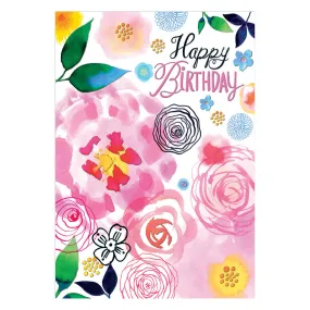 Bright Big Blooms Happy Birthday Card