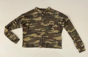 Camo Ribbed Henley Top