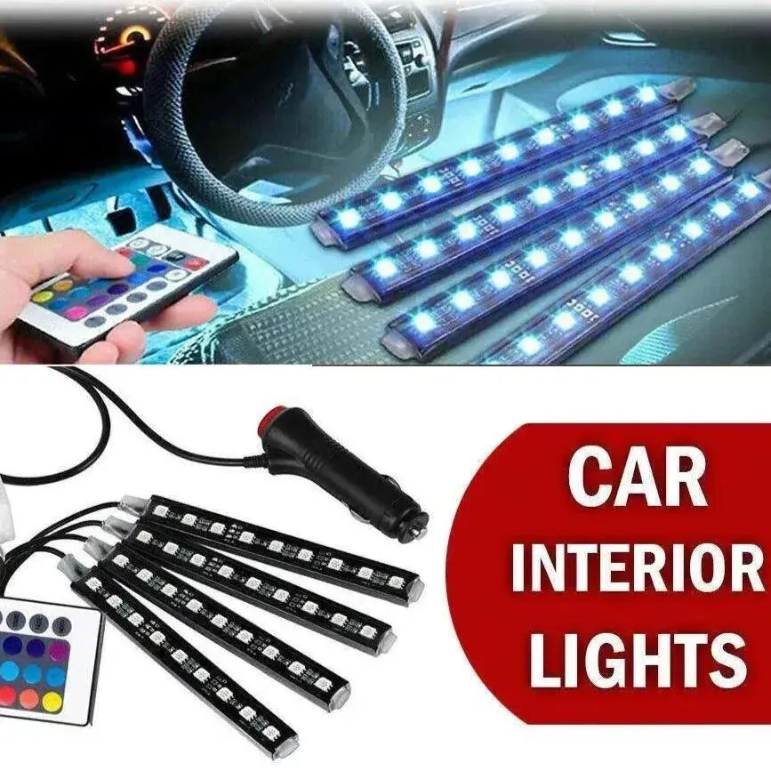 Car Interior Lights Neon Atmosphere RGB LED Strip Bar Car Decor Lighting Lamp US