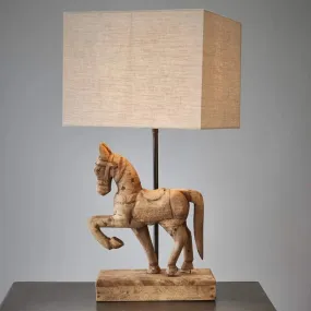 Carved Wooden Horse Lamp | Small