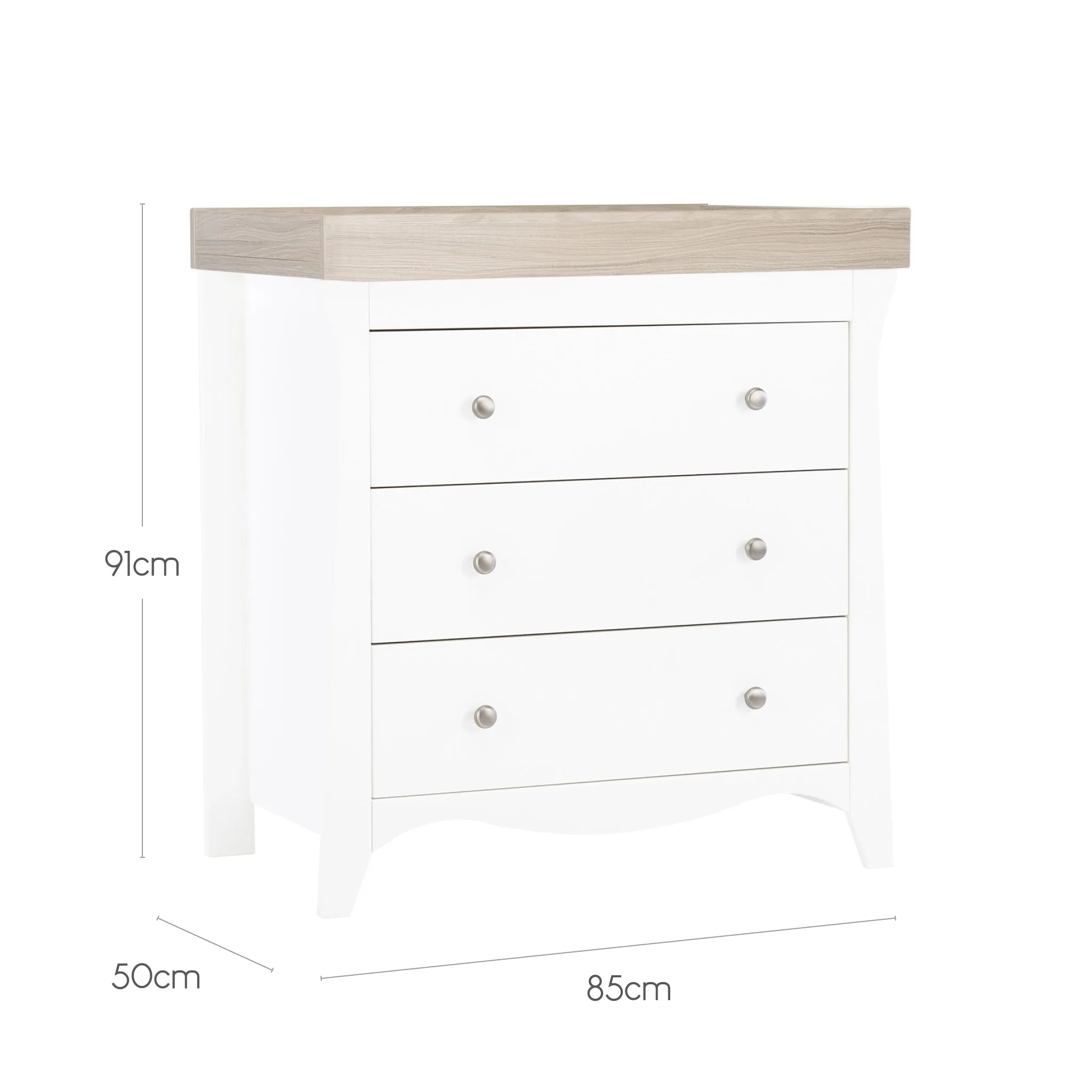 CuddleCo Clara 3 Drawer Dresser & Changer - White & Ash