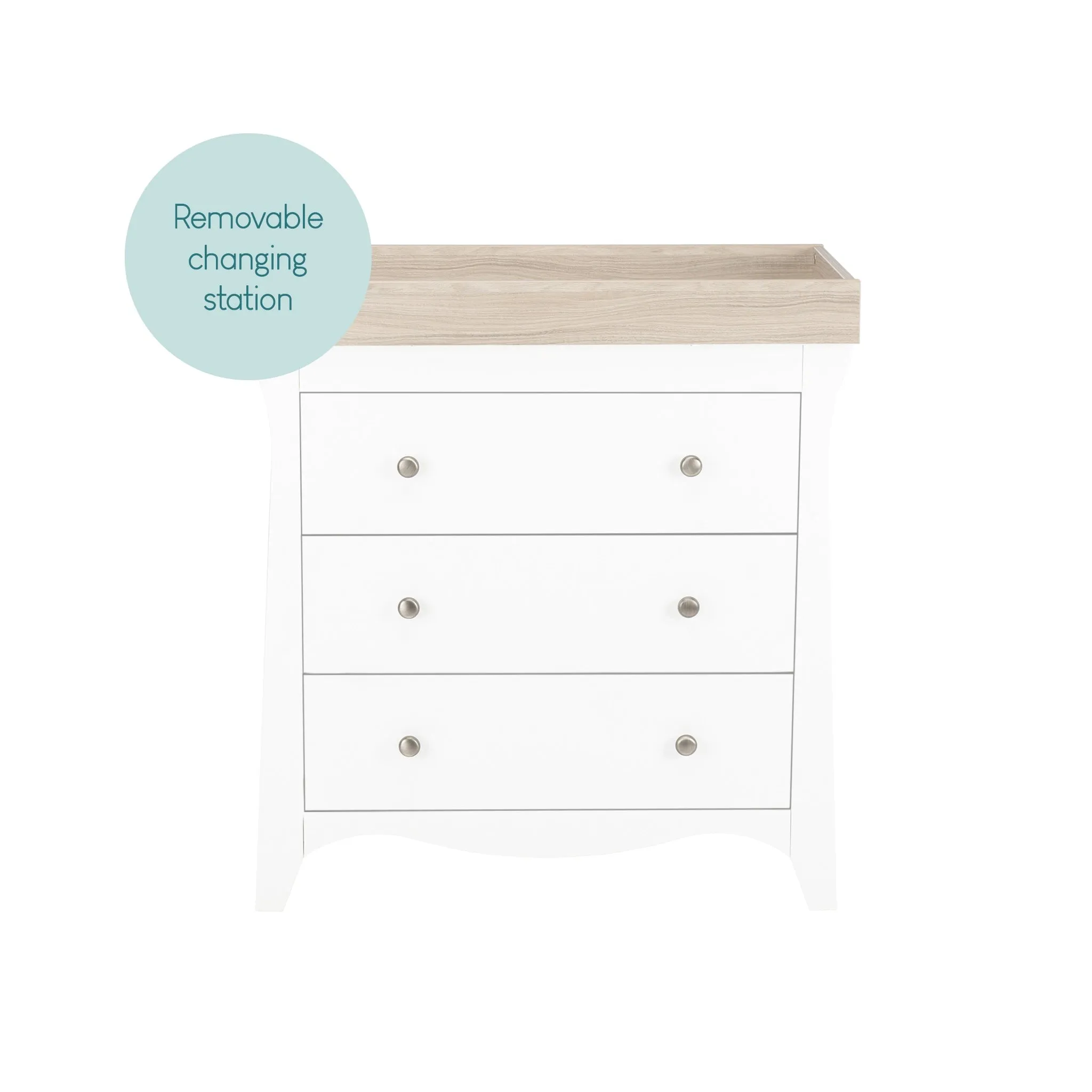 CuddleCo Clara 3 Drawer Dresser & Changer - White & Ash