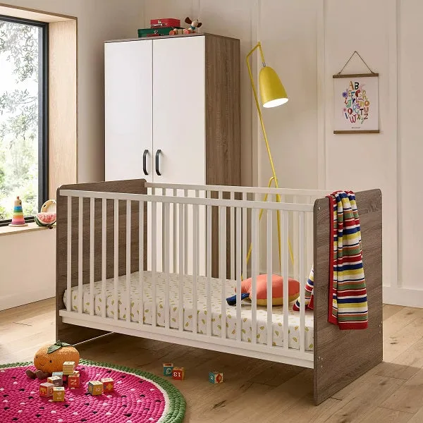 CuddleCo Enzo 3 Piece Nursery Furniture Set - Truffle Oak & White