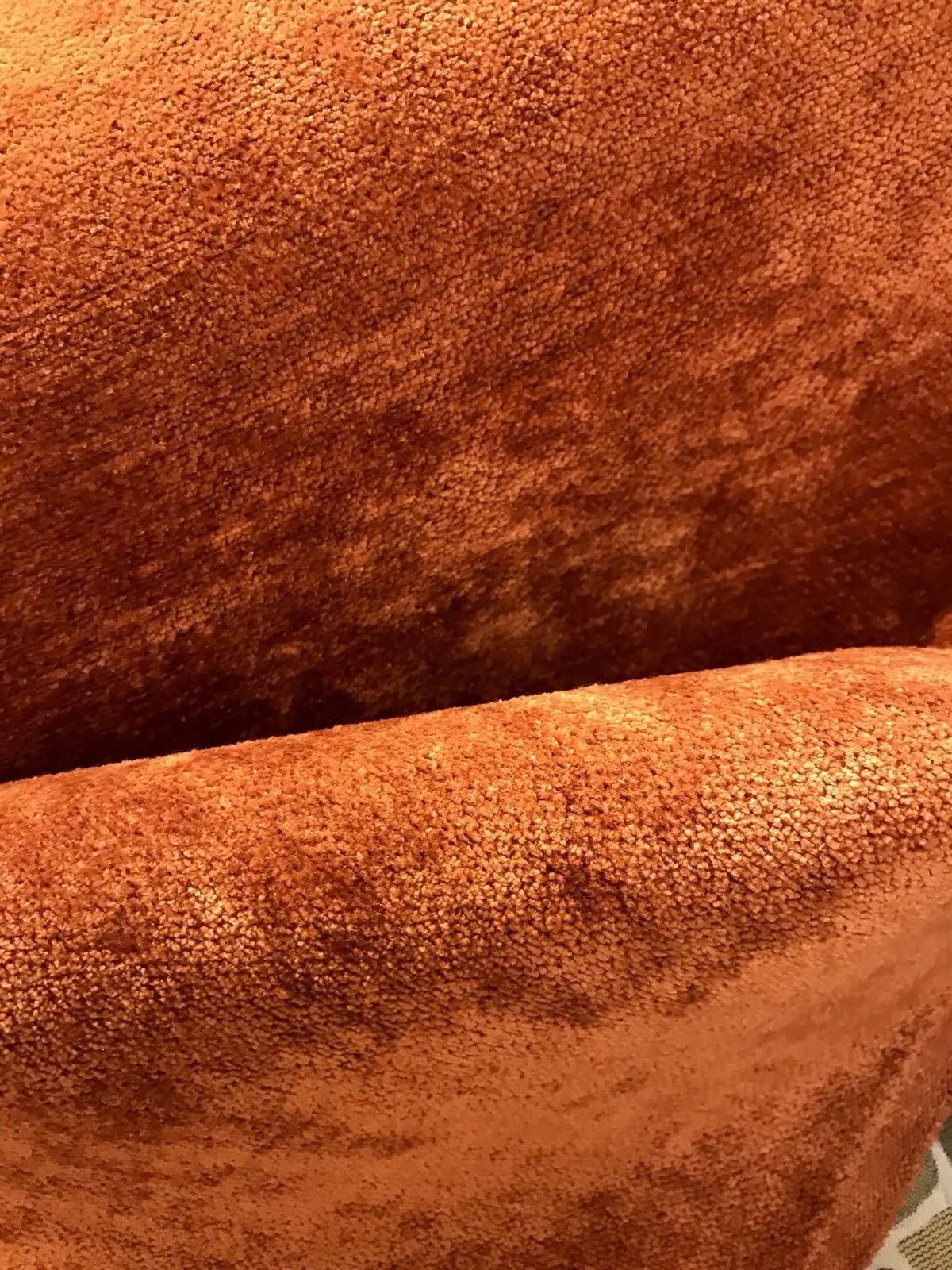 Designer Antique Inspired Chenille Velvet Fabric - Rust Brown Orange Upholstery