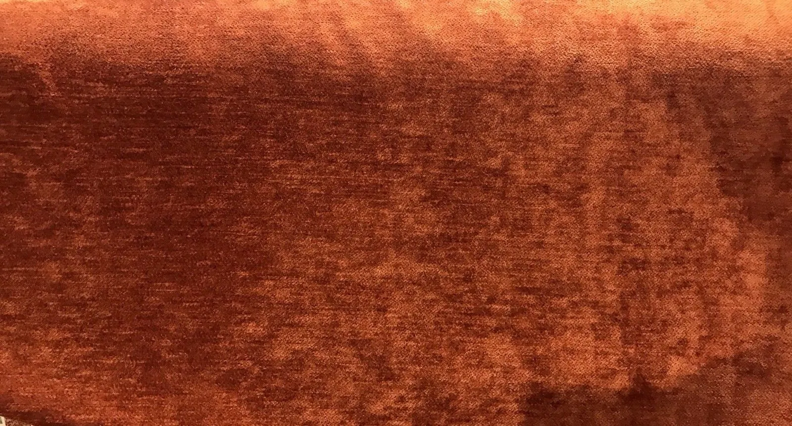 Designer Antique Inspired Chenille Velvet Fabric - Rust Brown Orange Upholstery