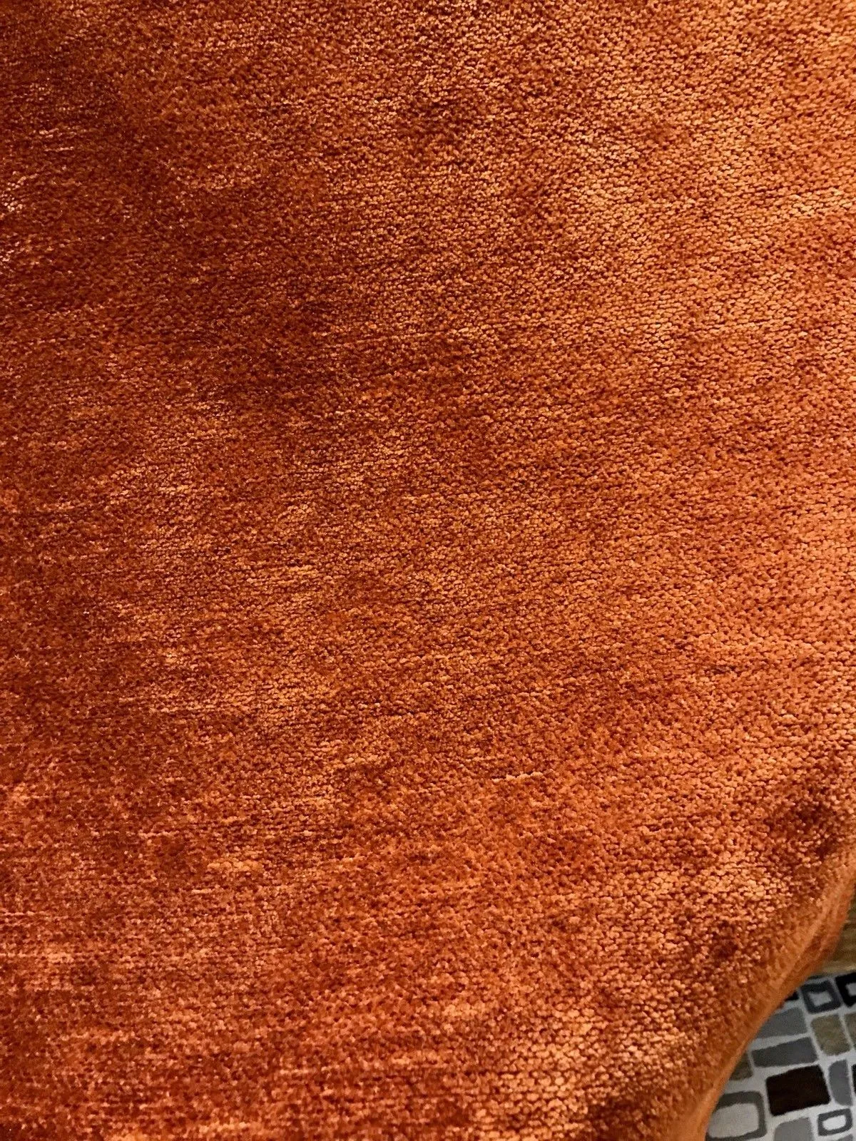 Designer Antique Inspired Chenille Velvet Fabric - Rust Brown Orange Upholstery