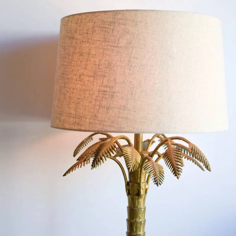 Eclectic Palm Tree Antique Brass Table Lamp | SALE