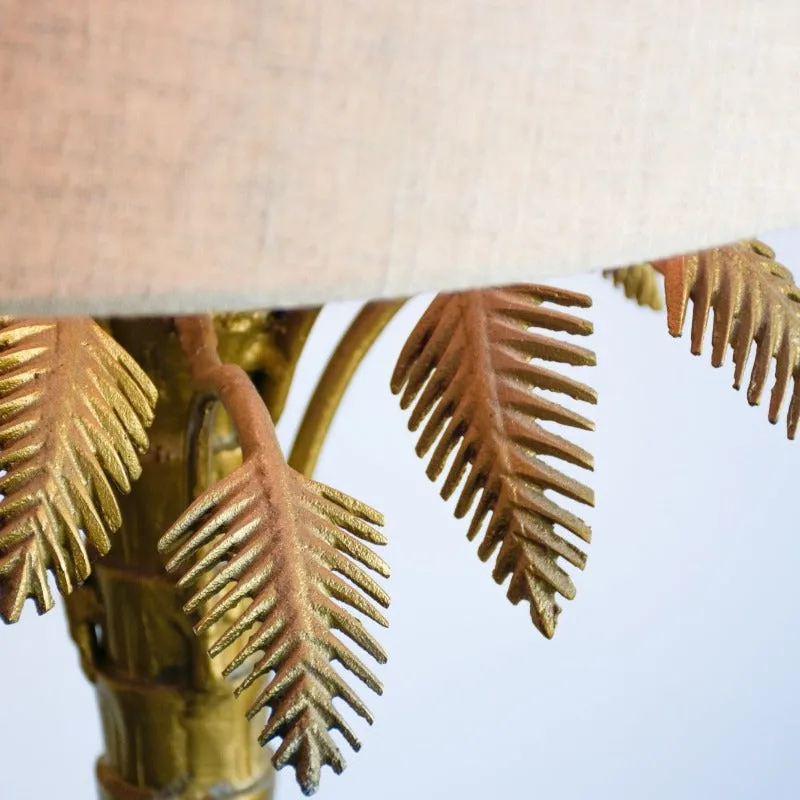 Eclectic Palm Tree Antique Brass Table Lamp | SALE