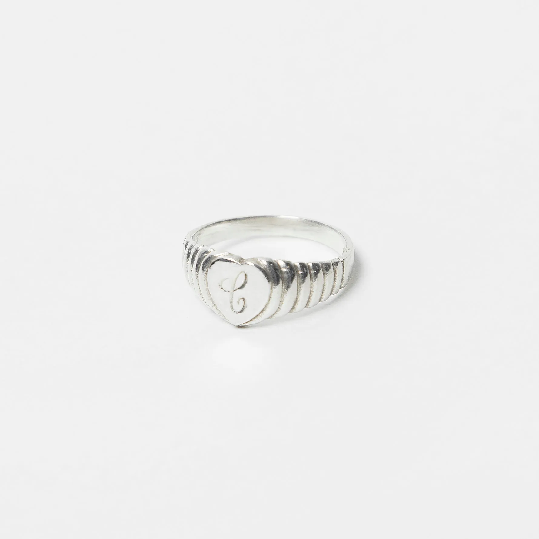 Heart Signet Ring in Silver