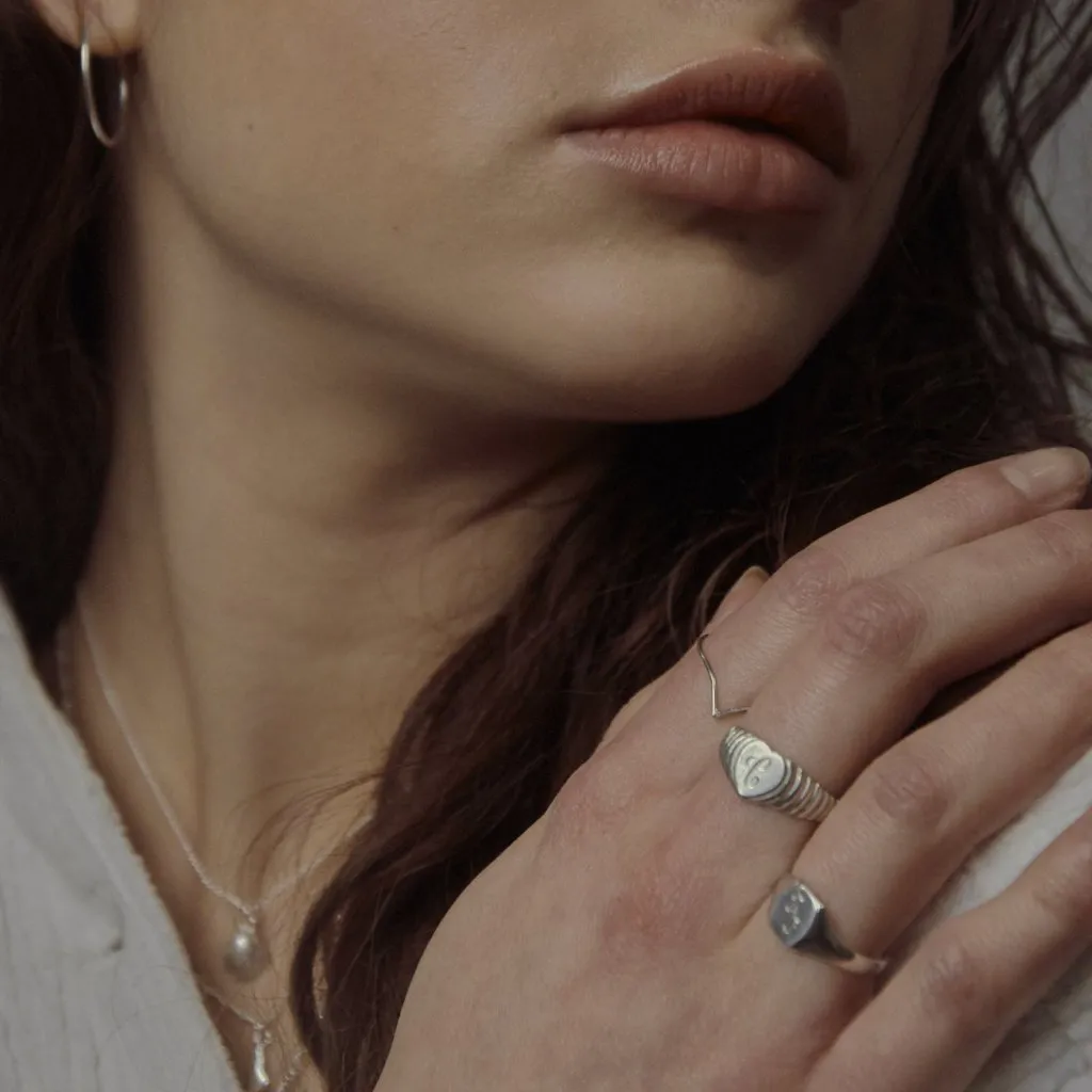 Heart Signet Ring in Silver