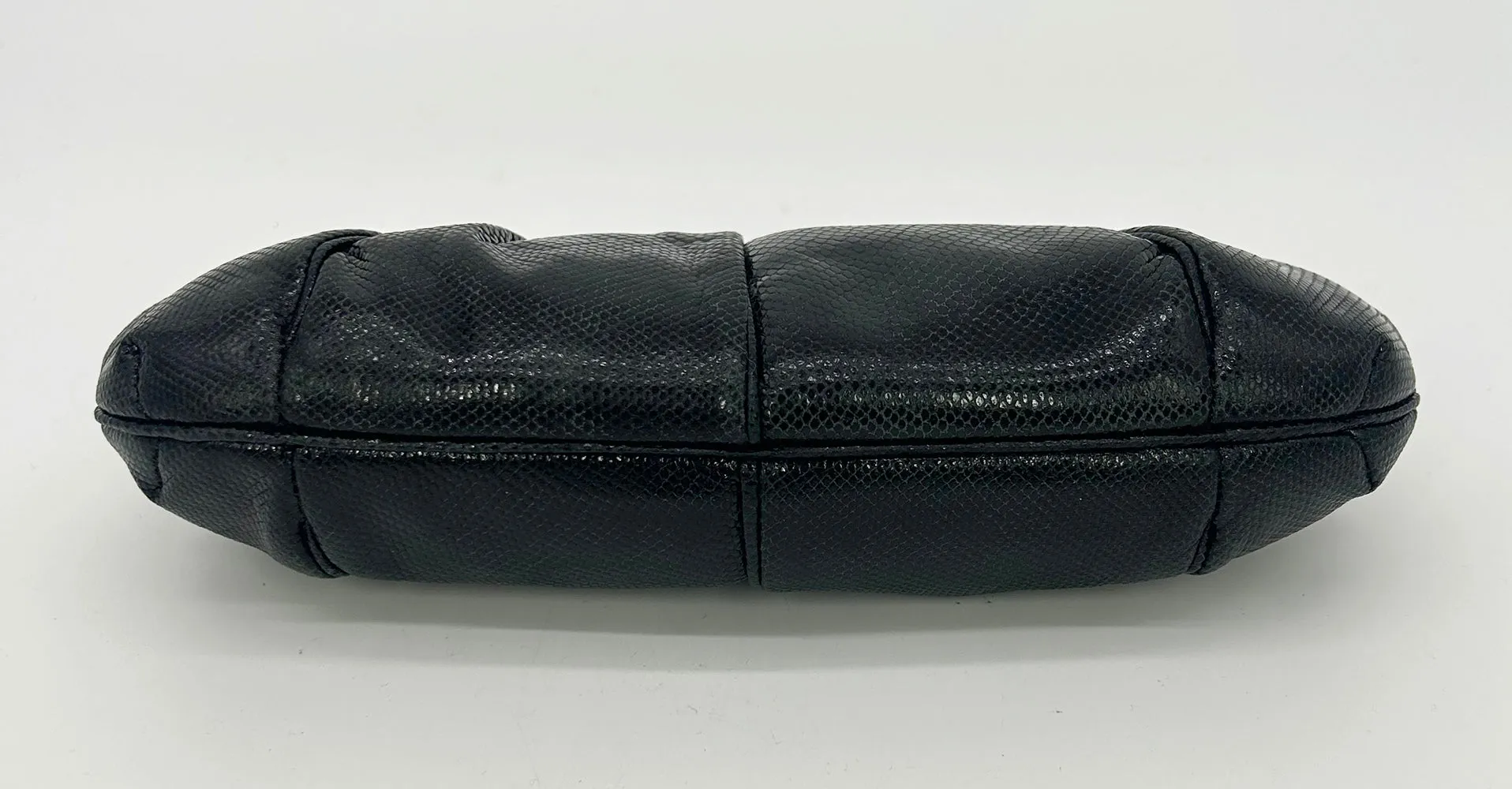 Judith Leiber Black Lizard Lion Head Clutch