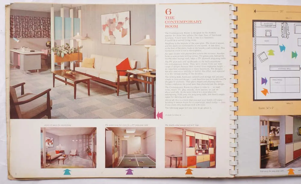 Mid Century Interior Design Recreation Rooms Book w Photos & Instructions 1961