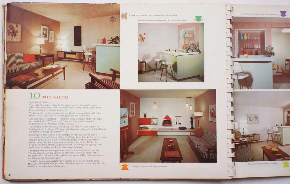 Mid Century Interior Design Recreation Rooms Book w Photos & Instructions 1961