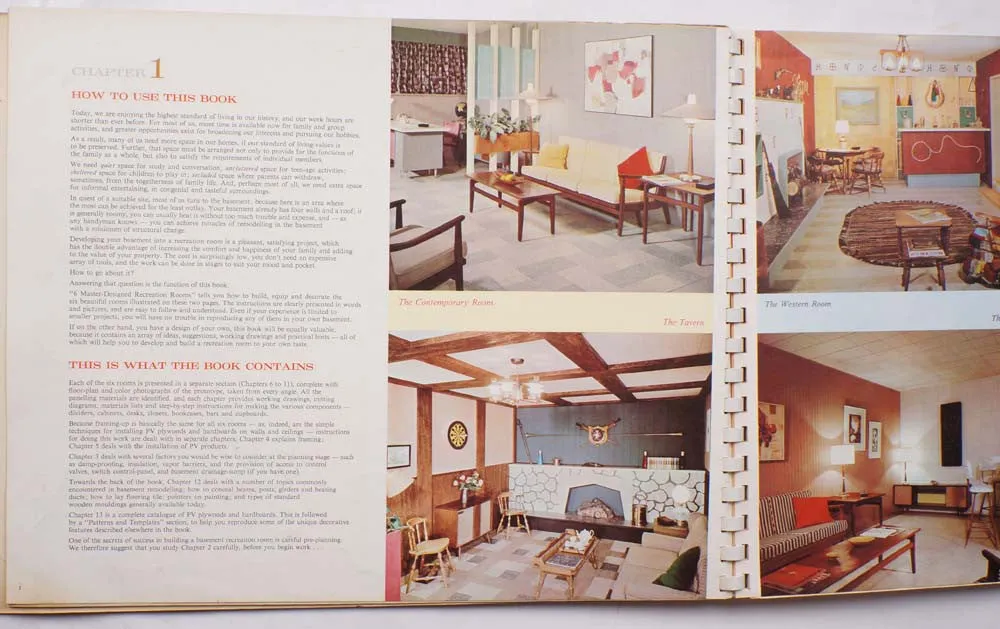 Mid Century Interior Design Recreation Rooms Book w Photos & Instructions 1961