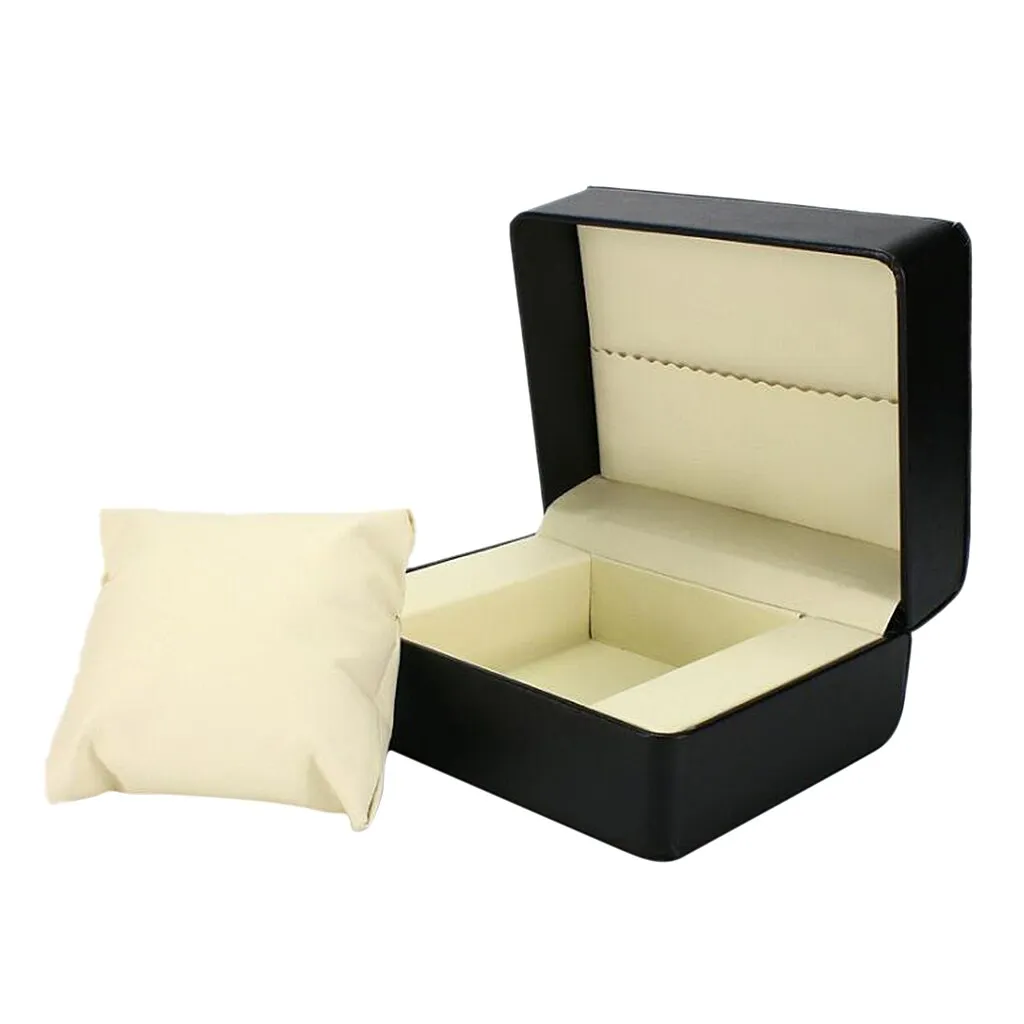 Minimalist Black Leather Single Slot Watch Box