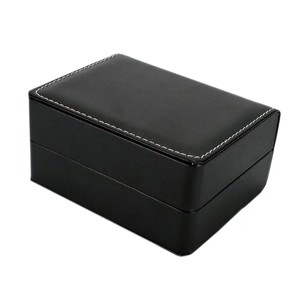 Minimalist Black Leather Single Slot Watch Box