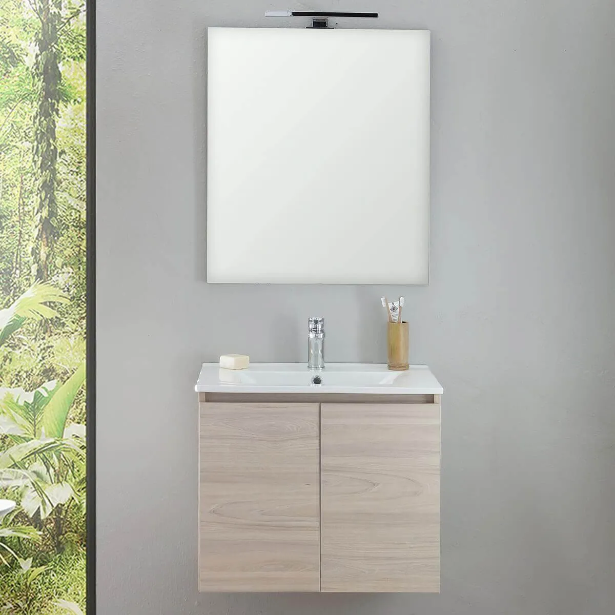 Mobile Bagno Sospeso 60cm Legno Chiaro