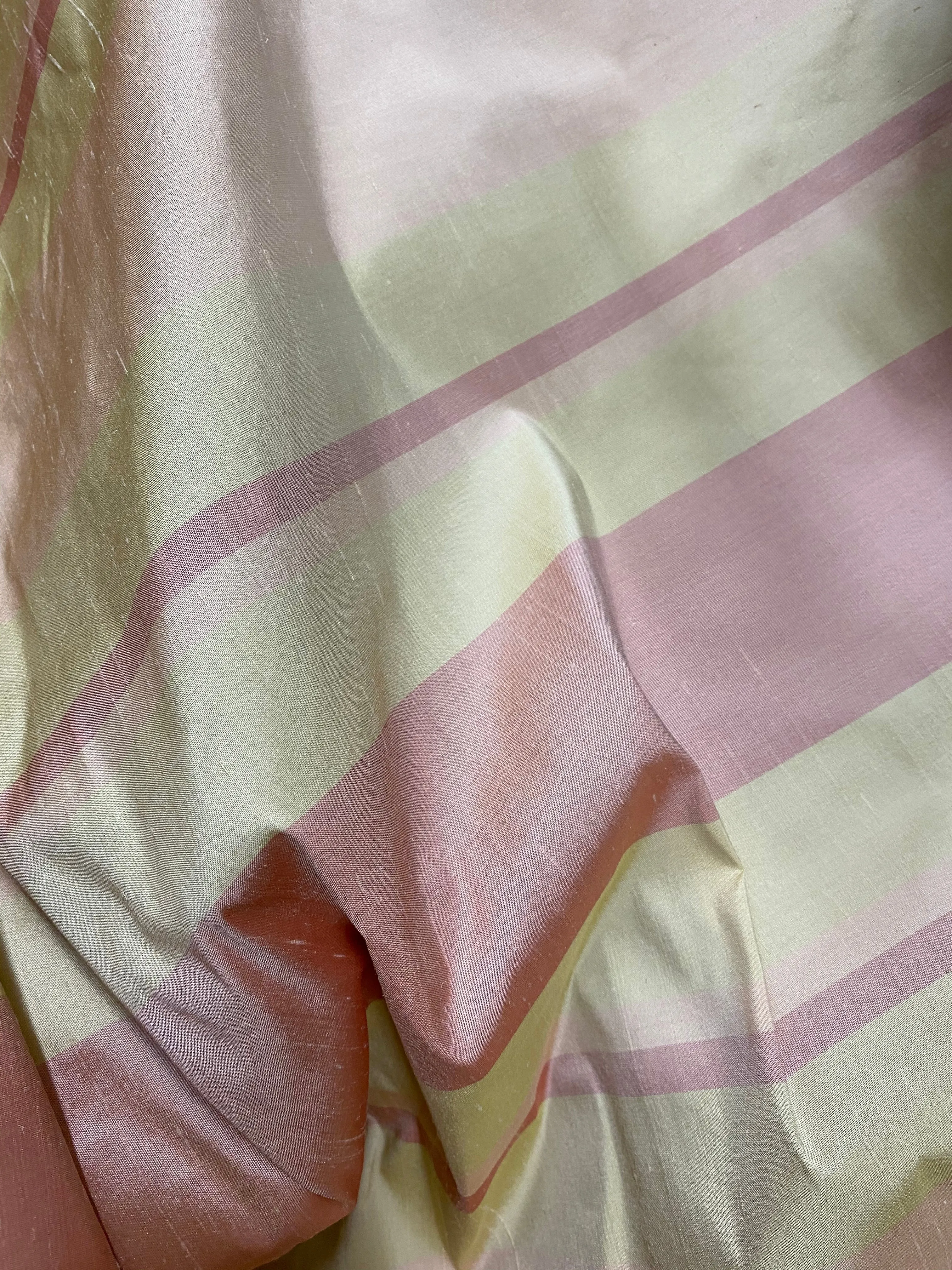 NEW Contessa Dora 100% Silk Pastel Pink and Yellow Stripe Dupioni Fabric