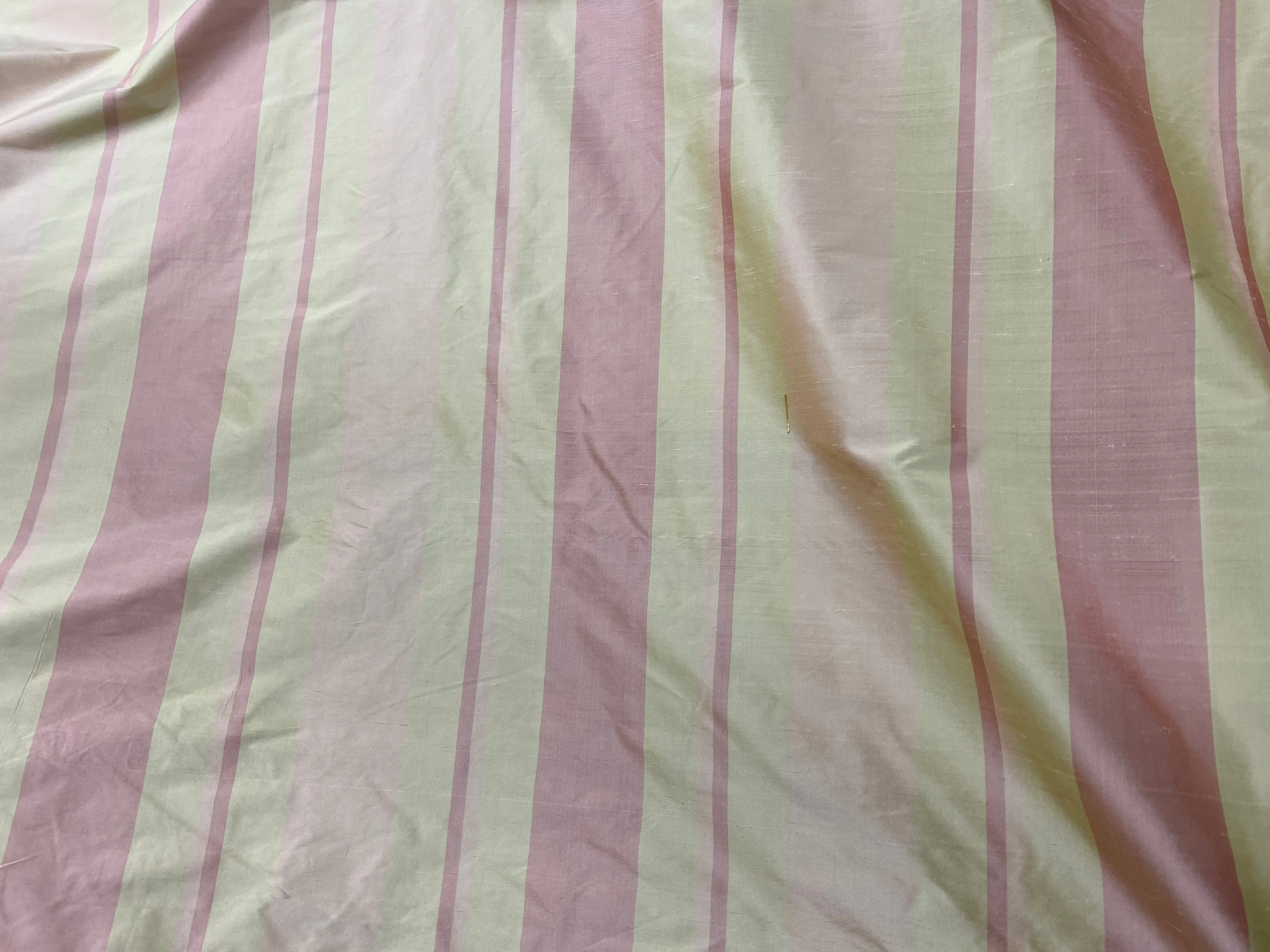 NEW Contessa Dora 100% Silk Pastel Pink and Yellow Stripe Dupioni Fabric