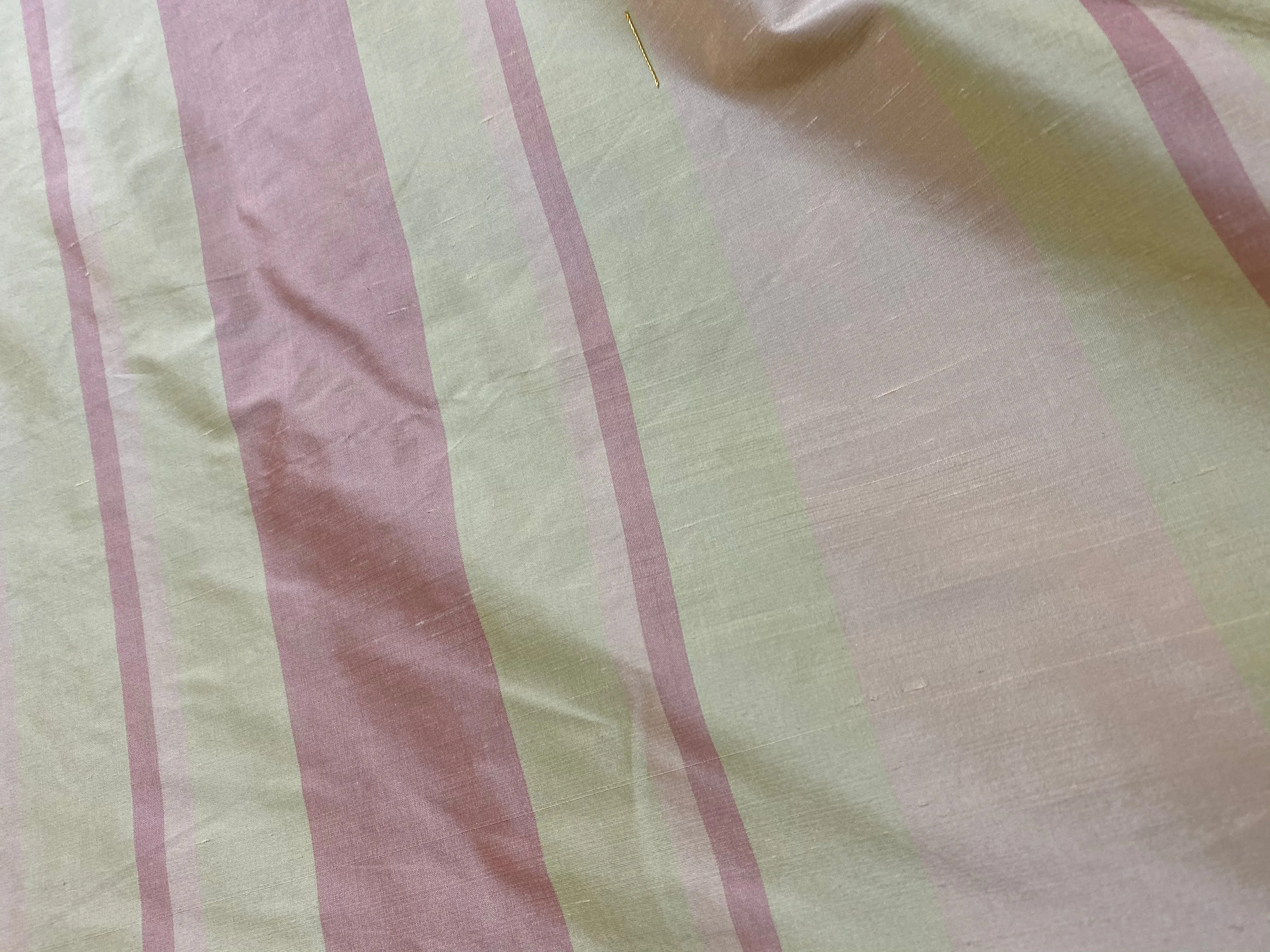 NEW Contessa Dora 100% Silk Pastel Pink and Yellow Stripe Dupioni Fabric