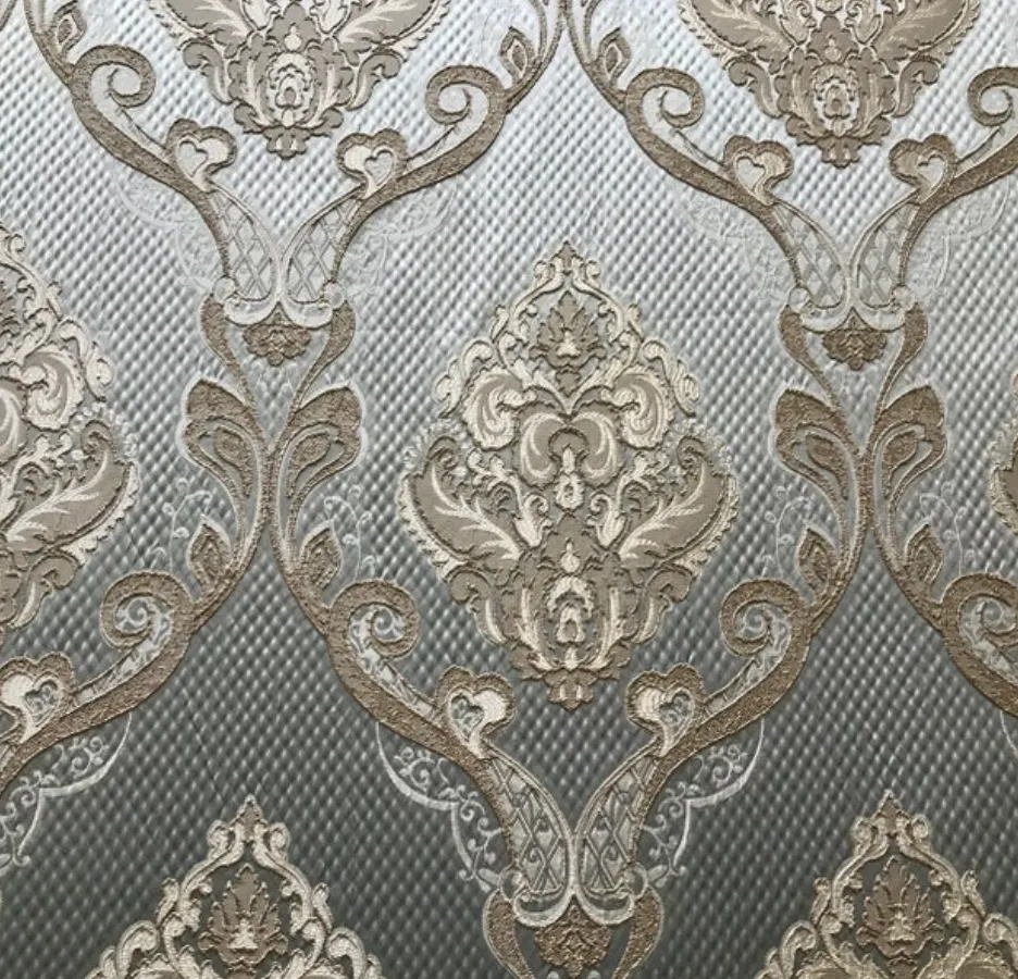 NEW King Eliot Antique Inspired Eggshell Silver Blue Satin Brocade Upholstery Fabric