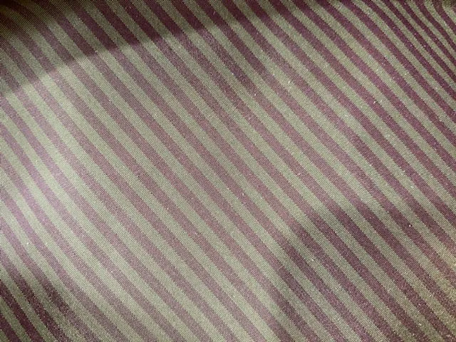 NEW Lady Bernadette 100% Silk Taffeta Fabric with Burgundy Red and Sage Green Stripes SB_8_52