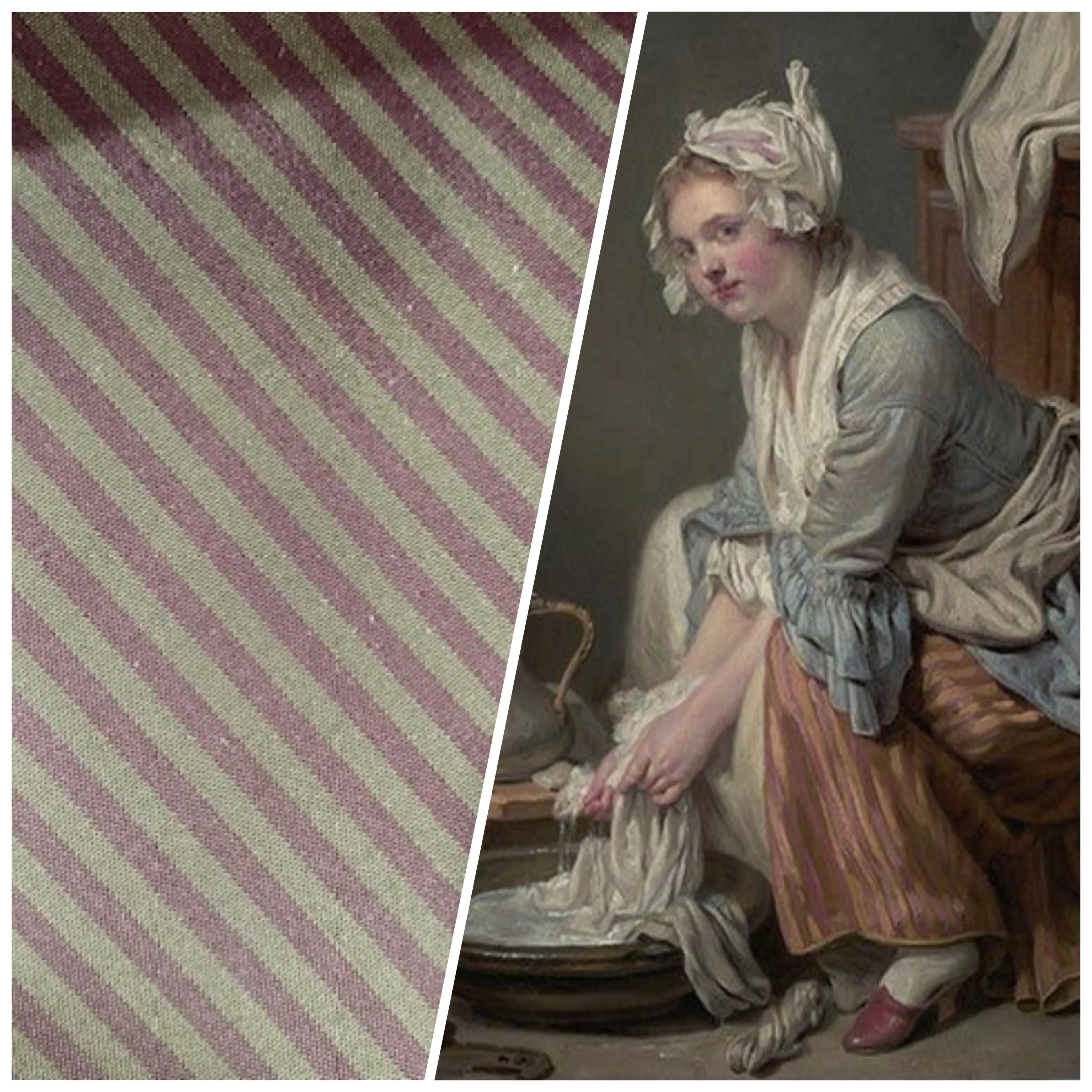 NEW Lady Bernadette 100% Silk Taffeta Fabric with Burgundy Red and Sage Green Stripes SB_8_52