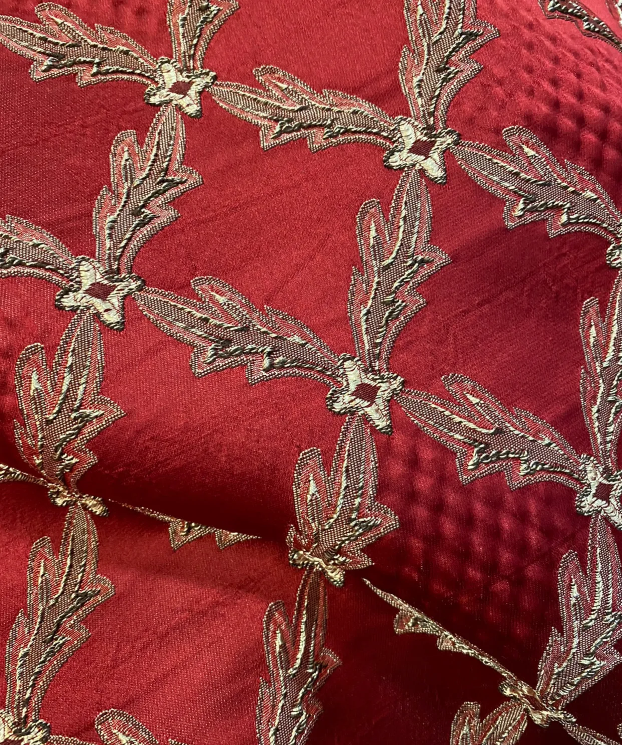 NEW Lady Cadence Antique Inspired Red Satin Brocade Upholstery Fabric