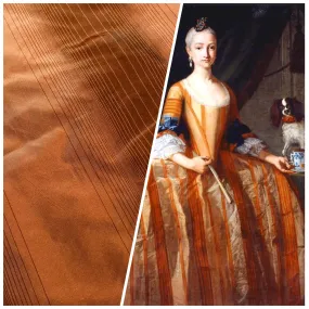 NEW Lady Eliza Burnt Orange Digital Stripes 100% Silk Taffeta Fabric