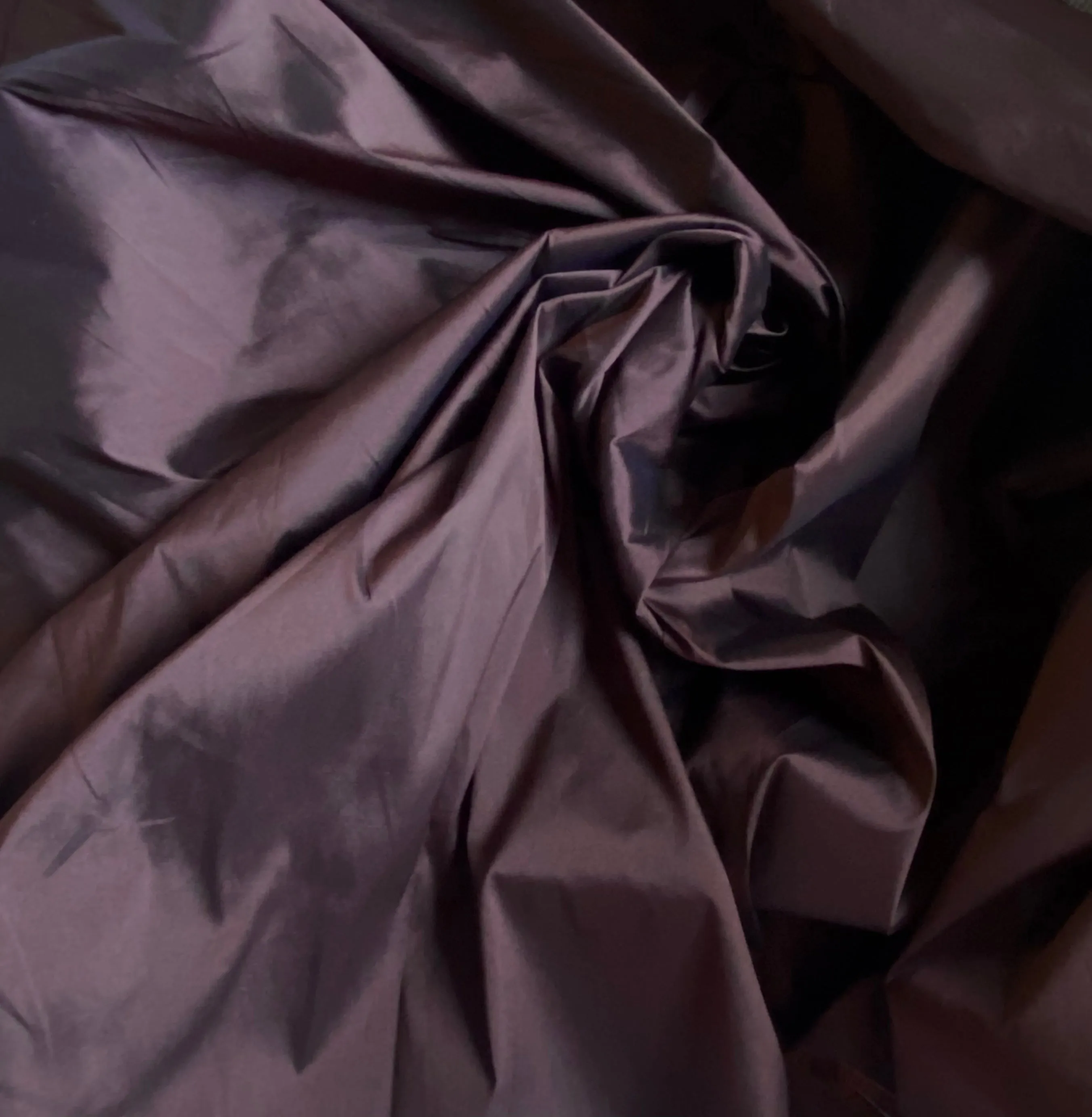 NEW Lady Frank Light Designer “Faux Silk” Taffeta Fabric Made in Italy Chocolate Brown with Black Iridescence