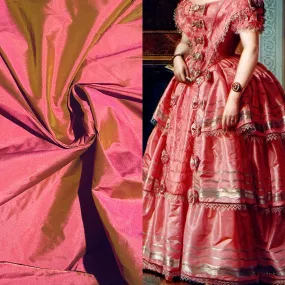 NEW Lady Frank Light Designer “Faux Silk” Taffeta Fabric Made in Italy Rose Pink with Green Iridescence