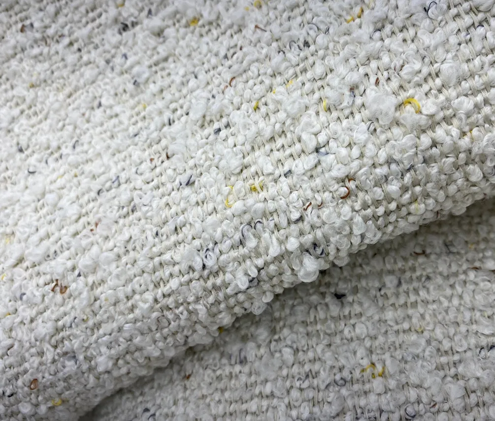 NEW Lady Jane Designer Upholstery Boucle Fabric in White Melange