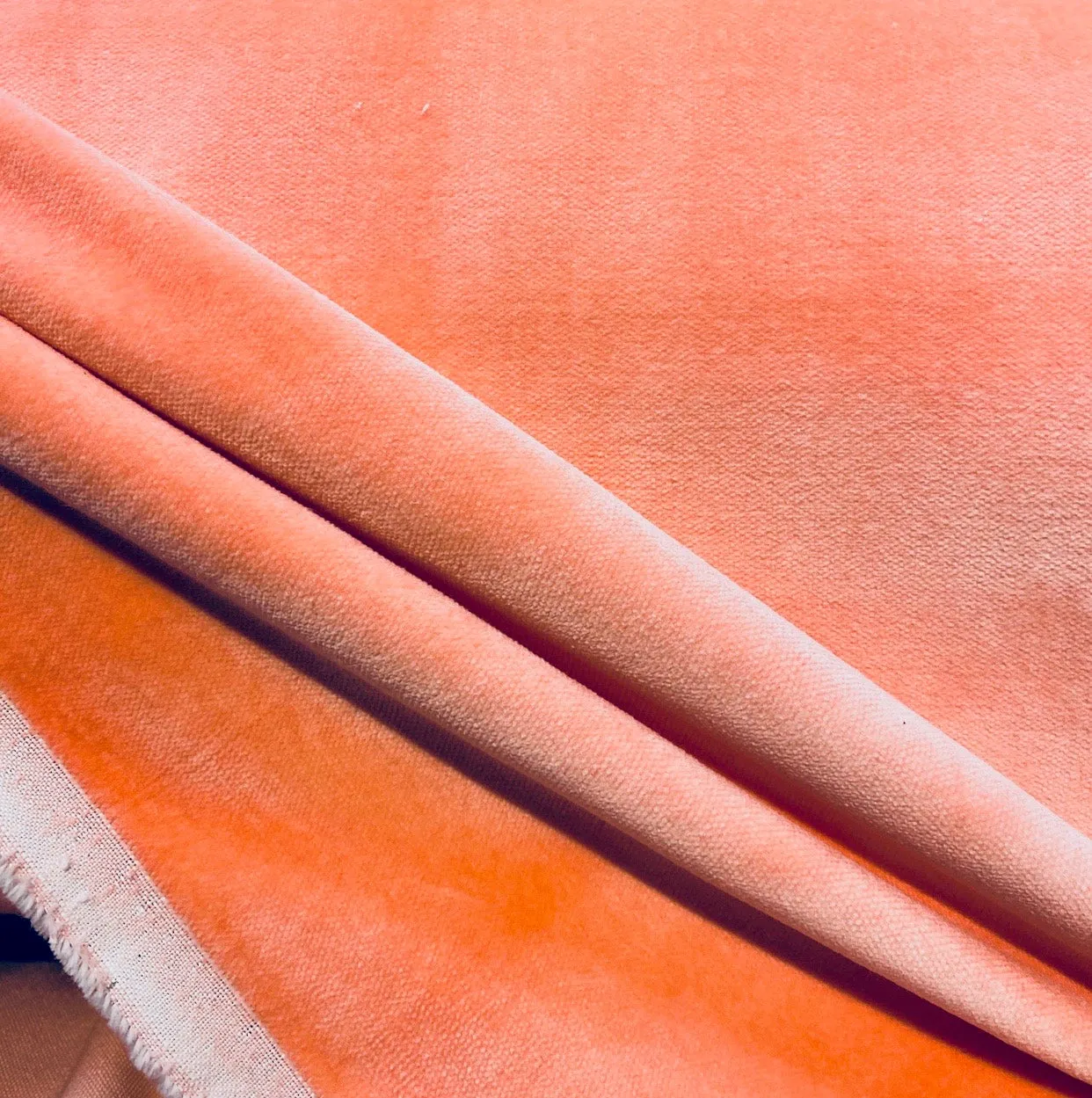 NEW Lord Niko 100% Cotton Upholstery Velvet Fabric in Neon Peach