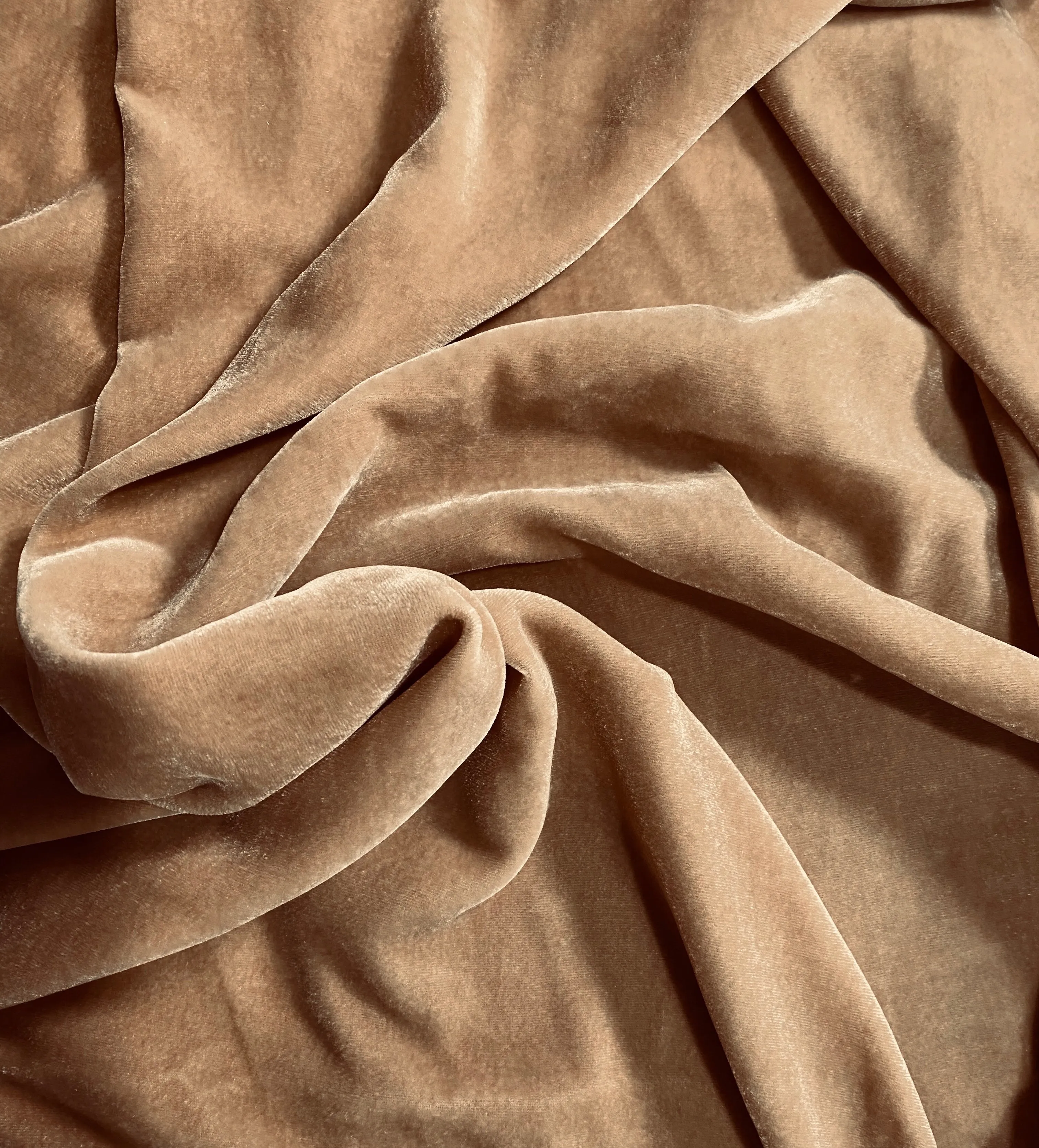 NEW Miss Bonnie Designer Runway Silk Rayon Velvet in Camel